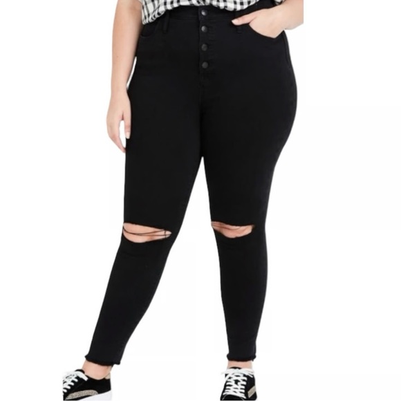 Madewell Denim - Madewell 10” High Rise Black Distressed Jeggings NWT Women’s Size 35 Petite